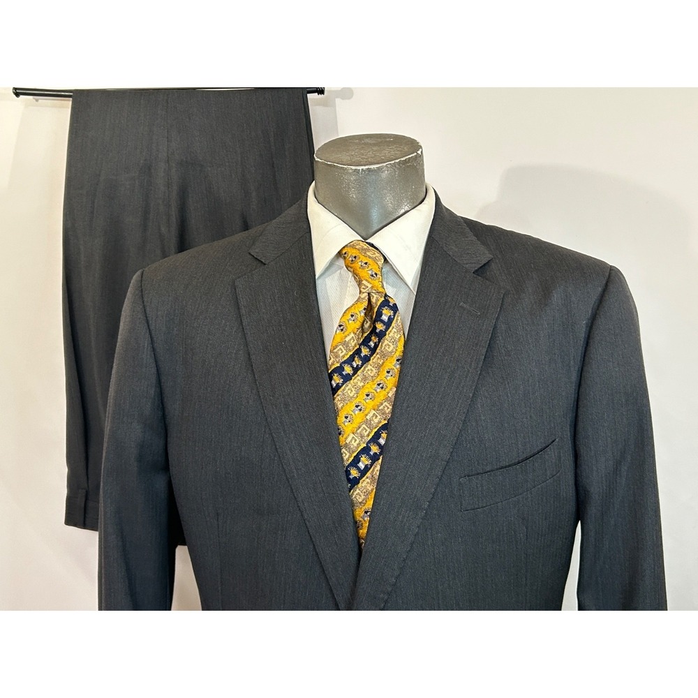 J. Hilburn Guabello Solid Gray Pleated Cuff Pant 2-Piece Suit 44R - Picture 3 of 16